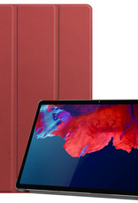 BASEY. Hoesje Geschikt voor Lenovo Tab P11 Plus Hoes Case Tablet Hoesje Tri-fold - Hoes Geschikt voor Lenovo Tab P11 Plus Hoesje Hard Cover Bookcase Hoes - Donkerrood