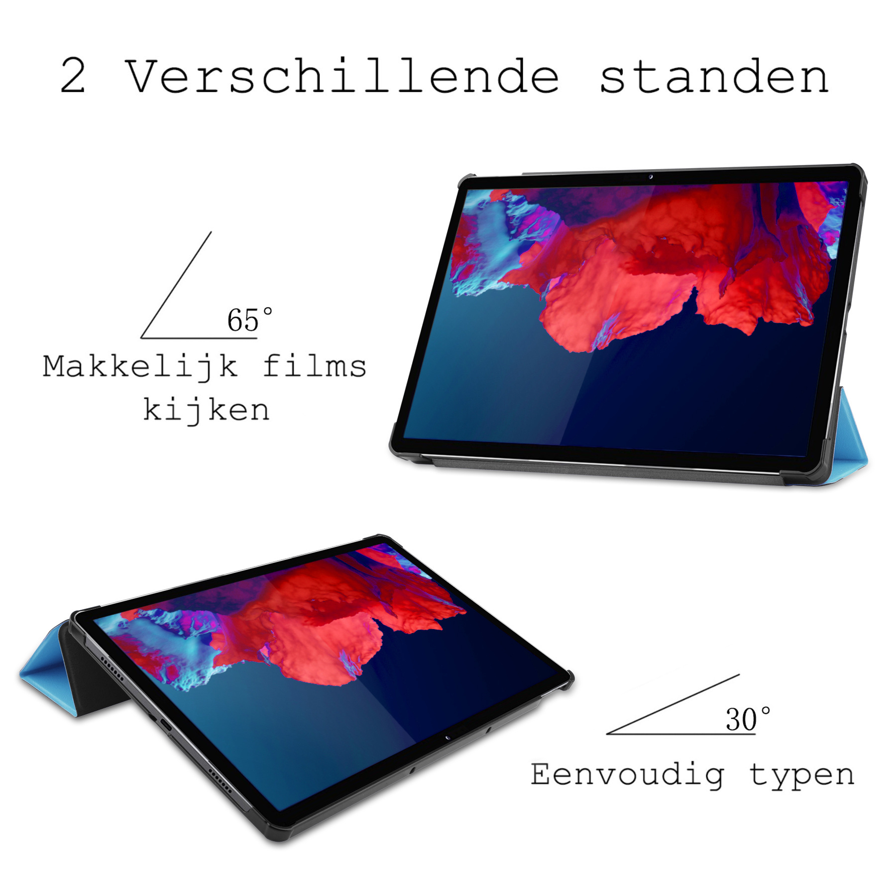 BASEY. Hoesje Geschikt voor Lenovo Tab P11 Plus Hoes Case Tablet Hoesje Tri-fold - Hoes Geschikt voor Lenovo Tab P11 Plus Hoesje Hard Cover Bookcase Hoes - Lichtblauw