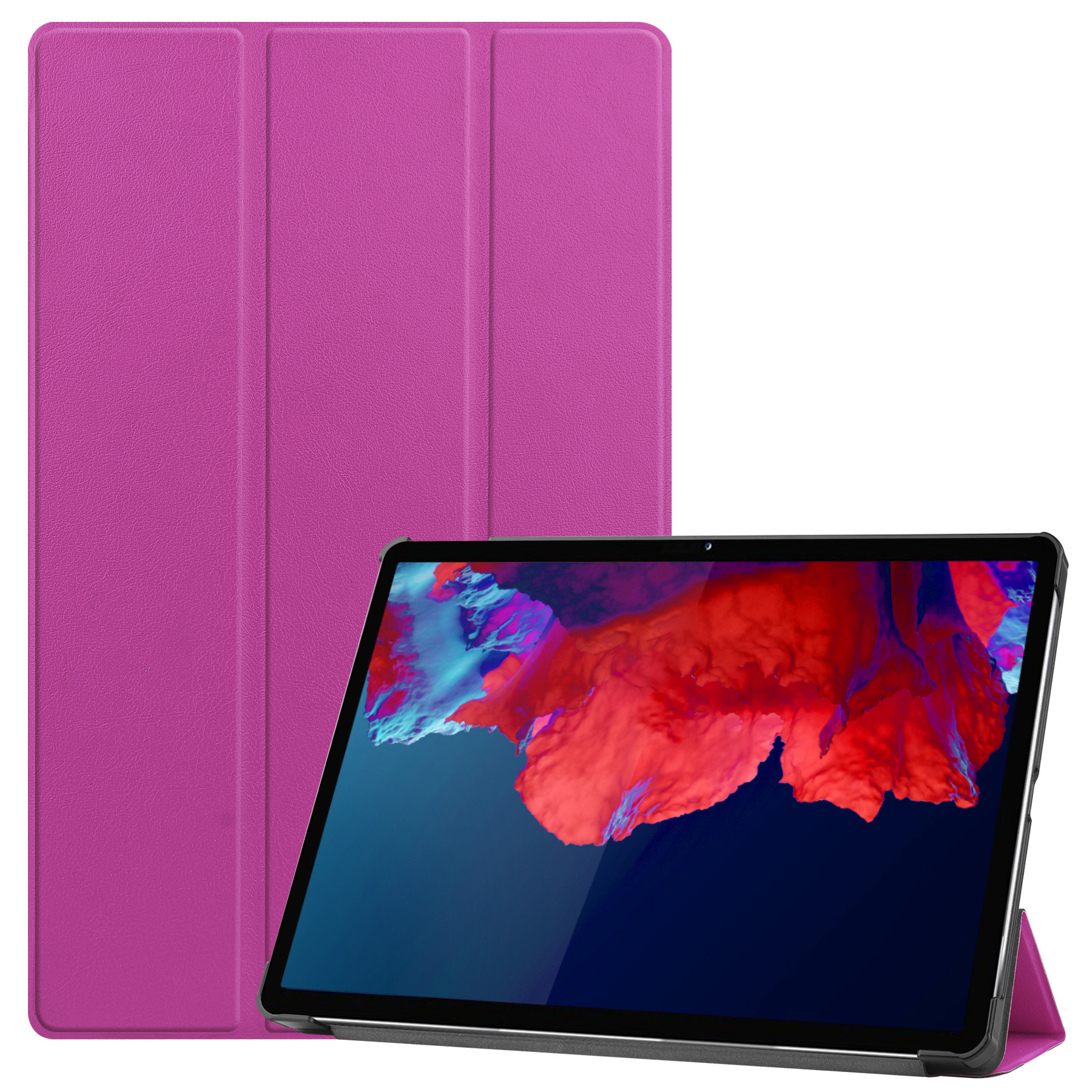 BASEY. Hoesje Geschikt voor Lenovo Tab P11 Plus Hoes Case Tablet Hoesje Tri-fold - Hoes Geschikt voor Lenovo Tab P11 Plus Hoesje Hard Cover Bookcase Hoes - Paars