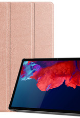 BASEY. Hoesje Geschikt voor Lenovo Tab P11 Plus Hoes Case Tablet Hoesje Tri-fold - Hoes Geschikt voor Lenovo Tab P11 Plus Hoesje Hard Cover Bookcase Hoes - Rosé goud