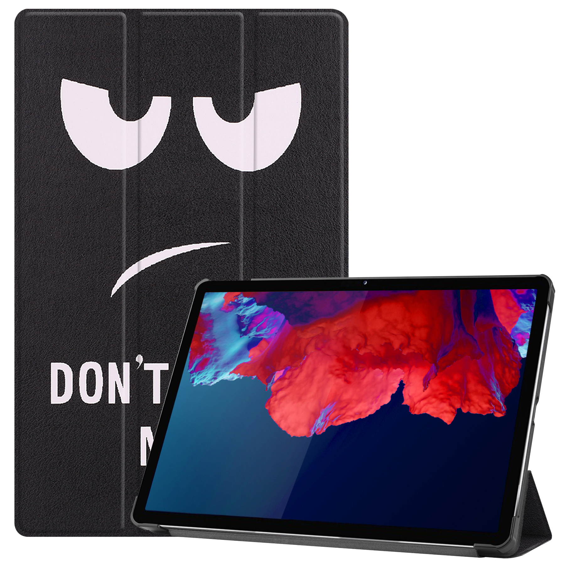 BASEY. Hoesje Geschikt voor Lenovo Tab P11 Plus Hoes Case Tablet Hoesje Tri-fold - Hoes Geschikt voor Lenovo Tab P11 Plus Hoesje Hard Cover Bookcase Hoes - Don't Touch Me