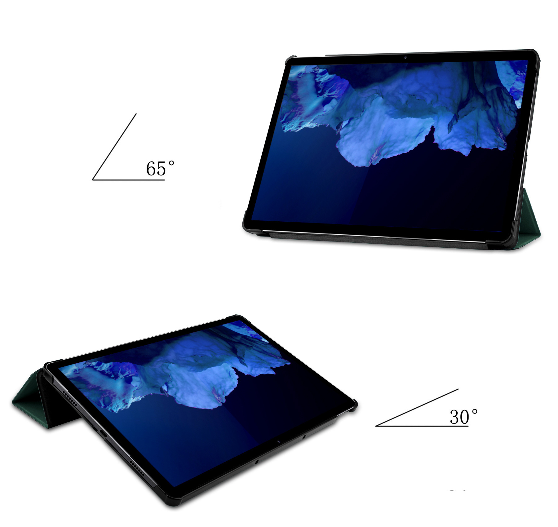 Nomfy Hoes Geschikt voor Lenovo Tab P11 Plus Hoes Tri-fold Tablet Hoesje Case - Hoesje Geschikt voor Lenovo Tab P11 Plus Hoesje Hardcover Bookcase - Donkergroen