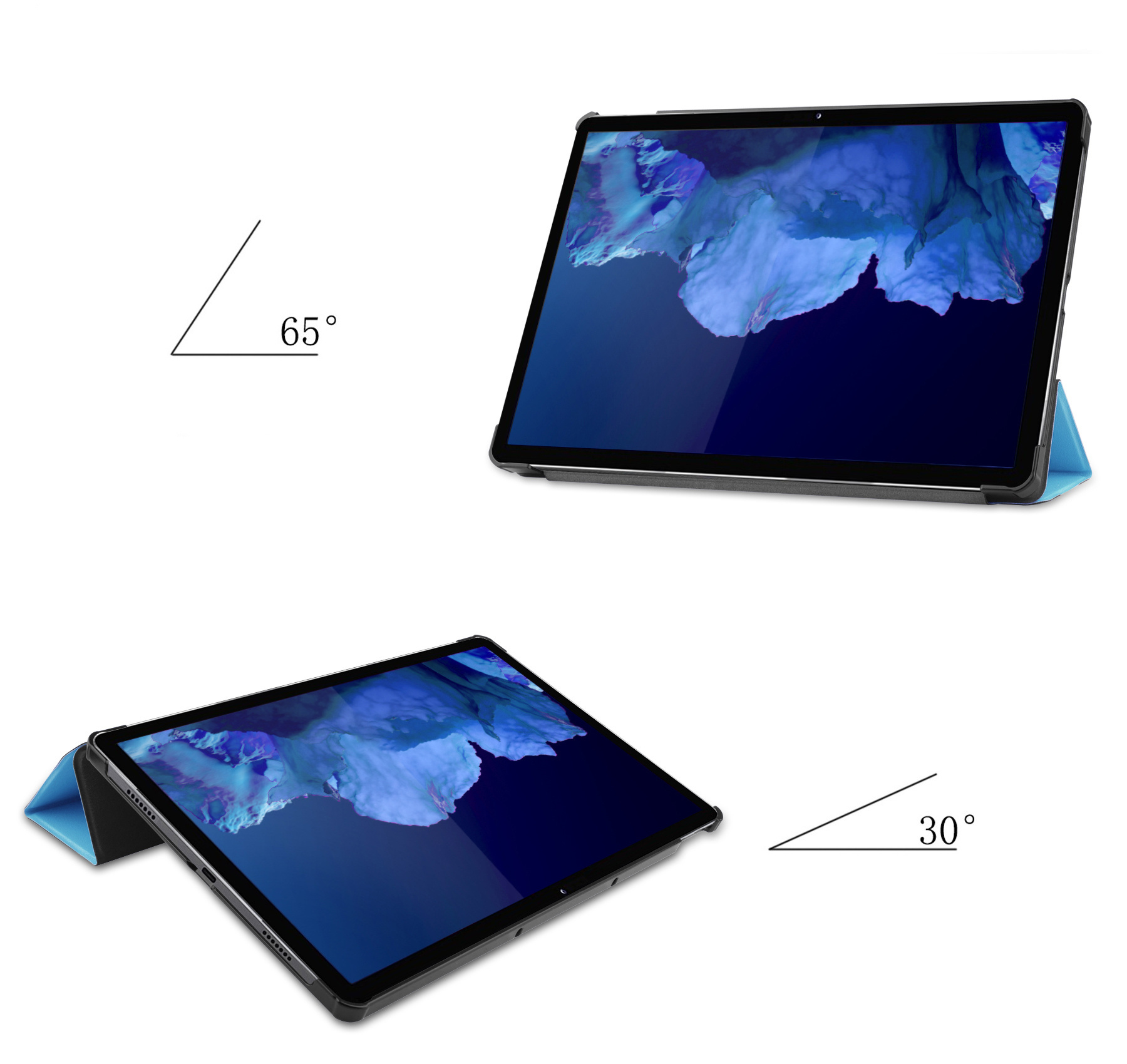 Nomfy Hoes Geschikt voor Lenovo Tab P11 Plus Hoes Tri-fold Tablet Hoesje Case - Hoesje Geschikt voor Lenovo Tab P11 Plus Hoesje Hardcover Bookcase - Lichtblauw