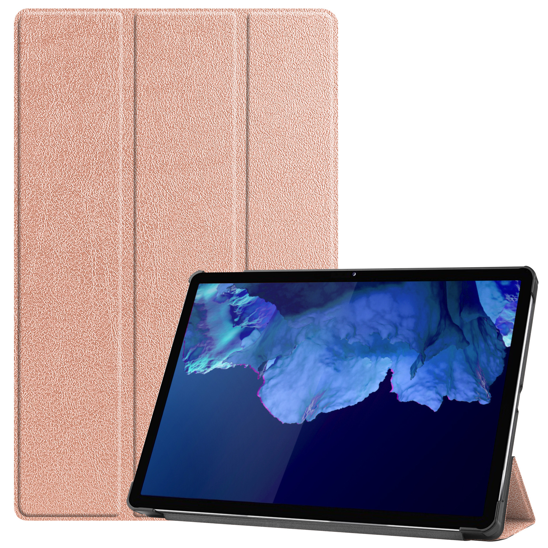 Nomfy Hoes Geschikt voor Lenovo Tab P11 Plus Hoes Tri-fold Tablet Hoesje Case - Hoesje Geschikt voor Lenovo Tab P11 Plus Hoesje Hardcover Bookcase - Rosé goud