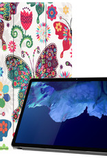 Nomfy Hoes Geschikt voor Lenovo Tab P11 Plus Hoes Tri-fold Tablet Hoesje Case - Hoesje Geschikt voor Lenovo Tab P11 Plus Hoesje Hardcover Bookcase - Vlinders