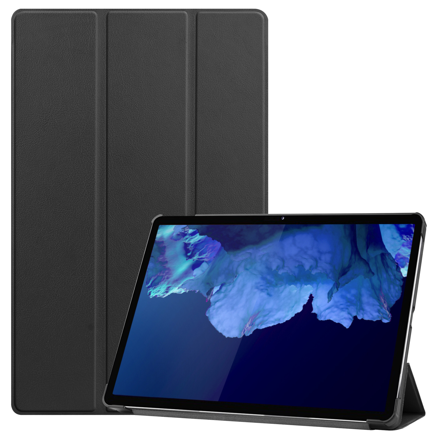Nomfy Hoes Geschikt voor Lenovo Tab P11 Plus Hoes Tri-fold Tablet Hoesje Case - Hoesje Geschikt voor Lenovo Tab P11 Plus Hoesje Hardcover Bookcase - Zwart