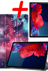 BASEY. Hoesje Geschikt voor Lenovo Tab P11 Plus Hoes Case Tablet Hoesje Tri-fold Met Screenprotector - Hoes Geschikt voor Lenovo Tab P11 Plus Hoesje Hard Cover Bookcase Hoes - Galaxy