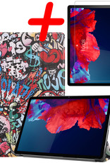 BASEY. Hoesje Geschikt voor Lenovo Tab P11 Plus Hoes Case Tablet Hoesje Tri-fold Met Screenprotector - Hoes Geschikt voor Lenovo Tab P11 Plus Hoesje Hard Cover Bookcase Hoes - Graffity