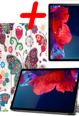 BASEY. Hoesje Geschikt voor Lenovo Tab P11 Plus Hoes Case Tablet Hoesje Tri-fold Met Screenprotector - Hoes Geschikt voor Lenovo Tab P11 Plus Hoesje Hard Cover Bookcase Hoes - Vlinders