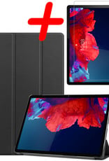 BASEY. Hoesje Geschikt voor Lenovo Tab P11 Plus Hoes Case Tablet Hoesje Tri-fold Met Screenprotector - Hoes Geschikt voor Lenovo Tab P11 Plus Hoesje Hard Cover Bookcase Hoes - Zwart