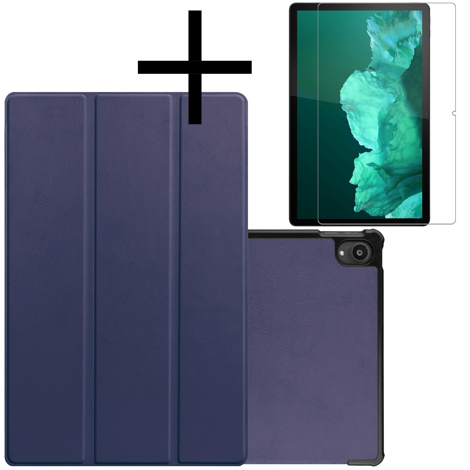 NoXx Hoesje Geschikt voor Lenovo Tab P11 Plus Hoesje Case Hard Cover Hoes Book Case Met Screenprotector - Donkerblauw
