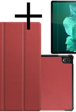 NoXx Hoesje Geschikt voor Lenovo Tab P11 Plus Hoesje Case Hard Cover Hoes Book Case Met Screenprotector - Donkerrood
