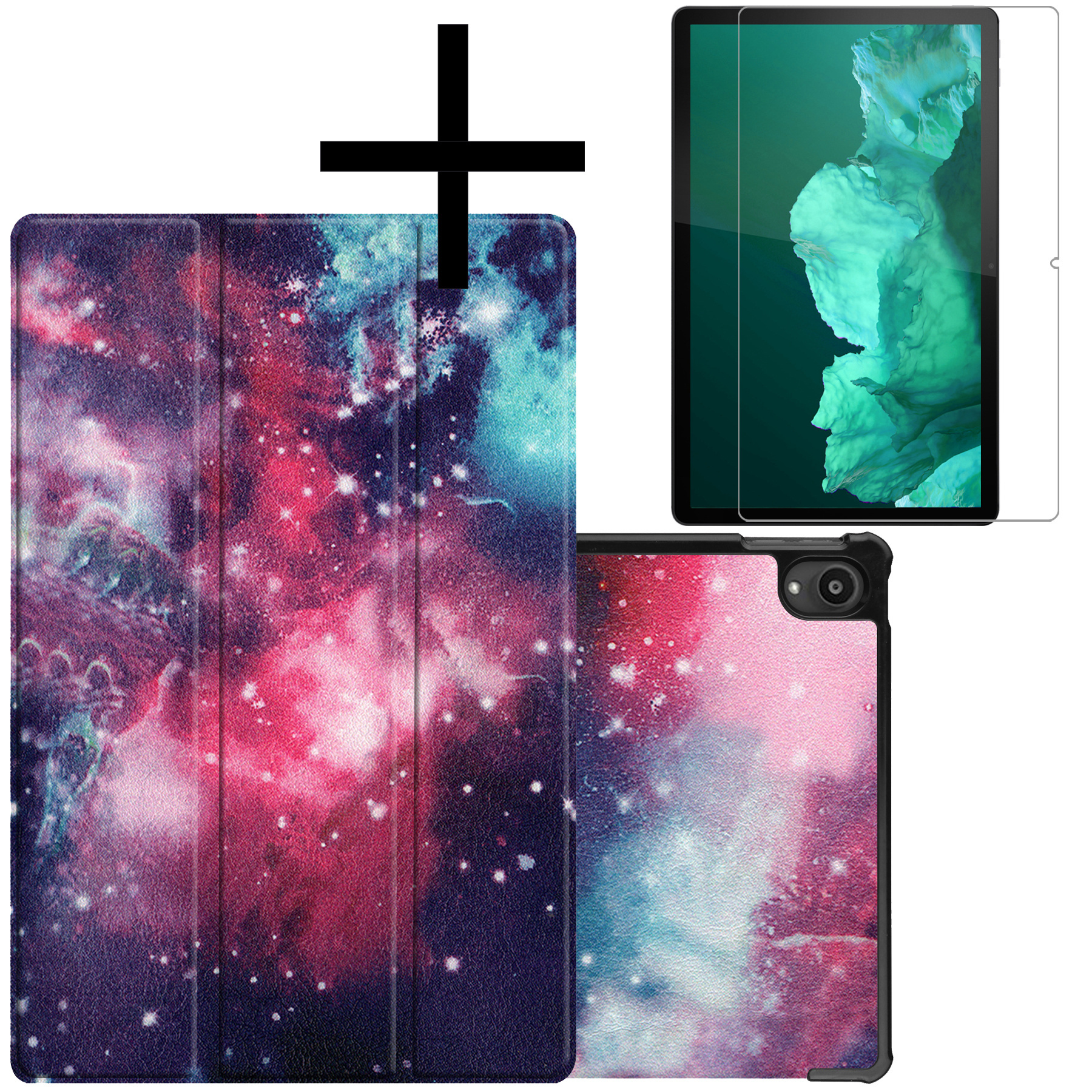 NoXx Hoesje Geschikt voor Lenovo Tab P11 Plus Hoesje Case Hard Cover Hoes Book Case Met Screenprotector - Galaxy