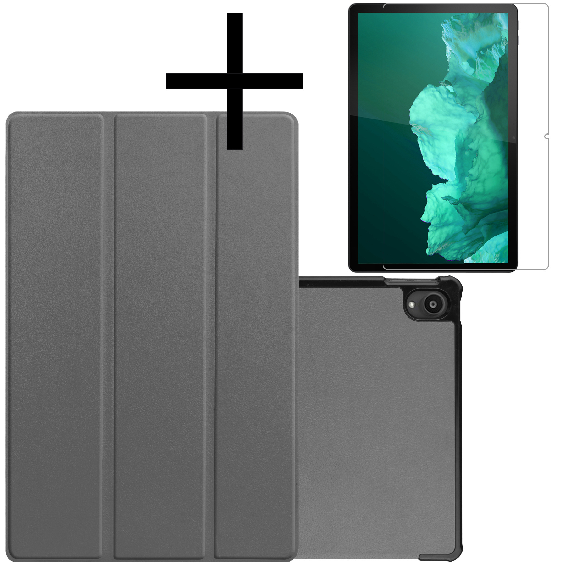 NoXx Hoesje Geschikt voor Lenovo Tab P11 Plus Hoesje Case Hard Cover Hoes Book Case Met Screenprotector - Grijs