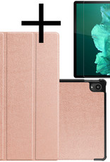 NoXx Lenovo Tab P11 Plus Hoesje Case Hard Cover Hoes Book Case + Screenprotector - Rose Goud