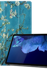 Nomfy Hoes Geschikt voor Lenovo Tab P11 Plus Hoes Tri-fold Tablet Hoesje Case Met Screenprotector - Hoesje Geschikt voor Lenovo Tab P11 Plus Hoesje Hardcover Bookcase - Bloesem