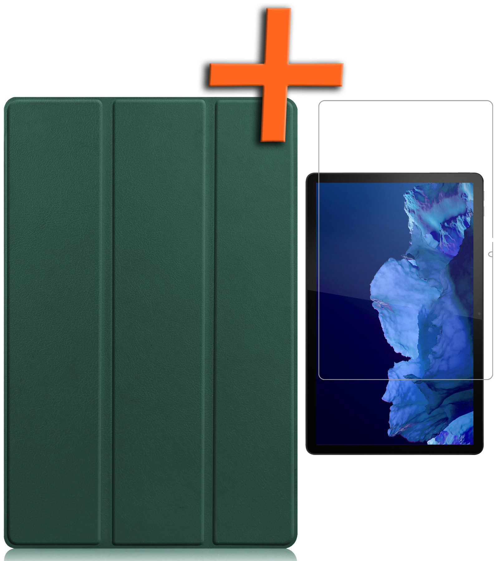 Nomfy Hoes Geschikt voor Lenovo Tab P11 Plus Hoes Tri-fold Tablet Hoesje Case Met Screenprotector - Hoesje Geschikt voor Lenovo Tab P11 Plus Hoesje Hardcover Bookcase - Donkergroen