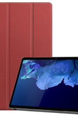 Nomfy Hoes Geschikt voor Lenovo Tab P11 Plus Hoes Tri-fold Tablet Hoesje Case Met Screenprotector - Hoesje Geschikt voor Lenovo Tab P11 Plus Hoesje Hardcover Bookcase - Donkerrood