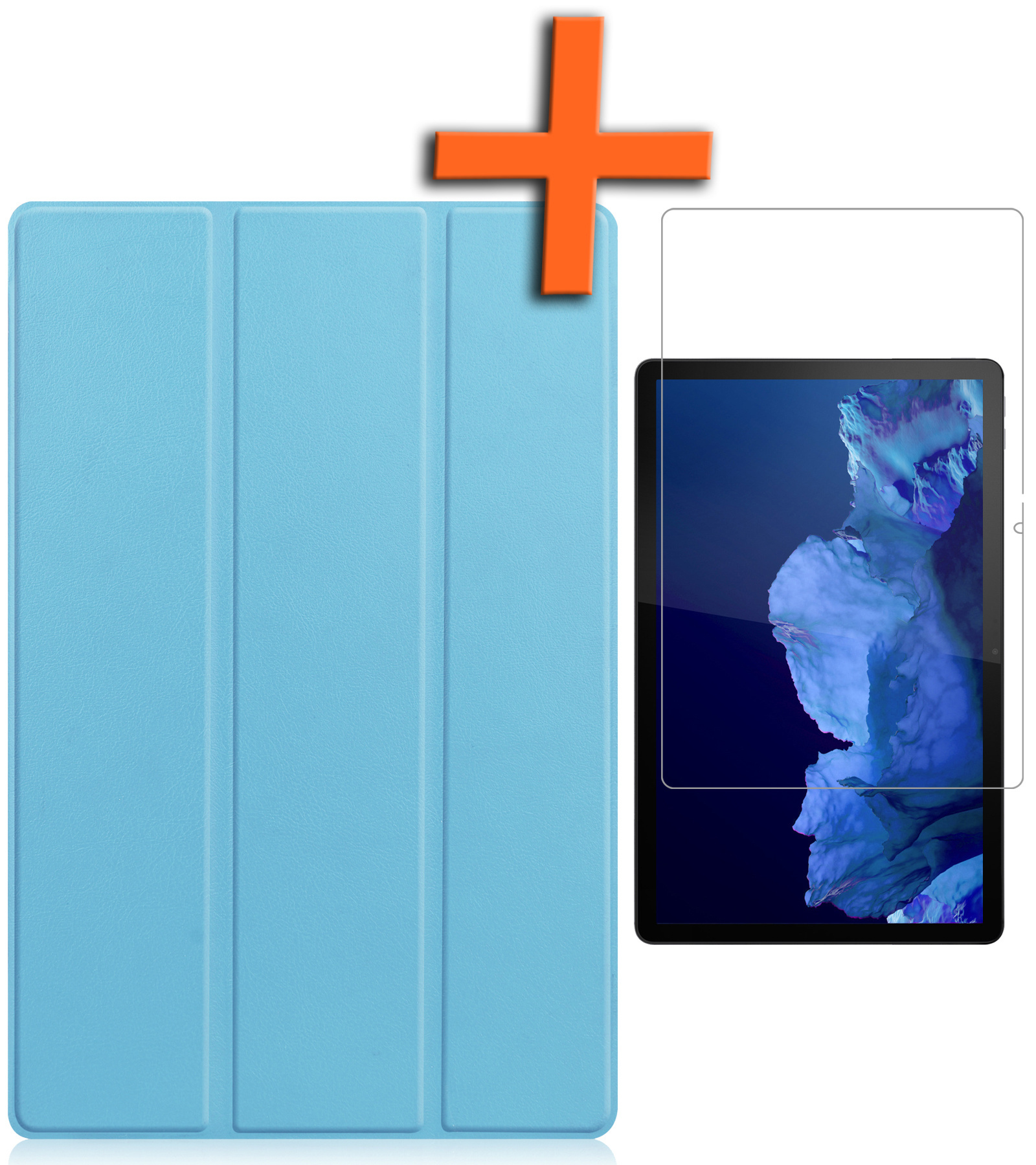 Nomfy Hoes Geschikt voor Lenovo Tab P11 Plus Hoes Tri-fold Tablet Hoesje Case Met Screenprotector - Hoesje Geschikt voor Lenovo Tab P11 Plus Hoesje Hardcover Bookcase - Lichtblauw