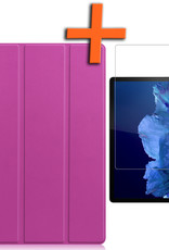 Nomfy Hoes Geschikt voor Lenovo Tab P11 Plus Hoes Tri-fold Tablet Hoesje Case Met Screenprotector - Hoesje Geschikt voor Lenovo Tab P11 Plus Hoesje Hardcover Bookcase - Paars