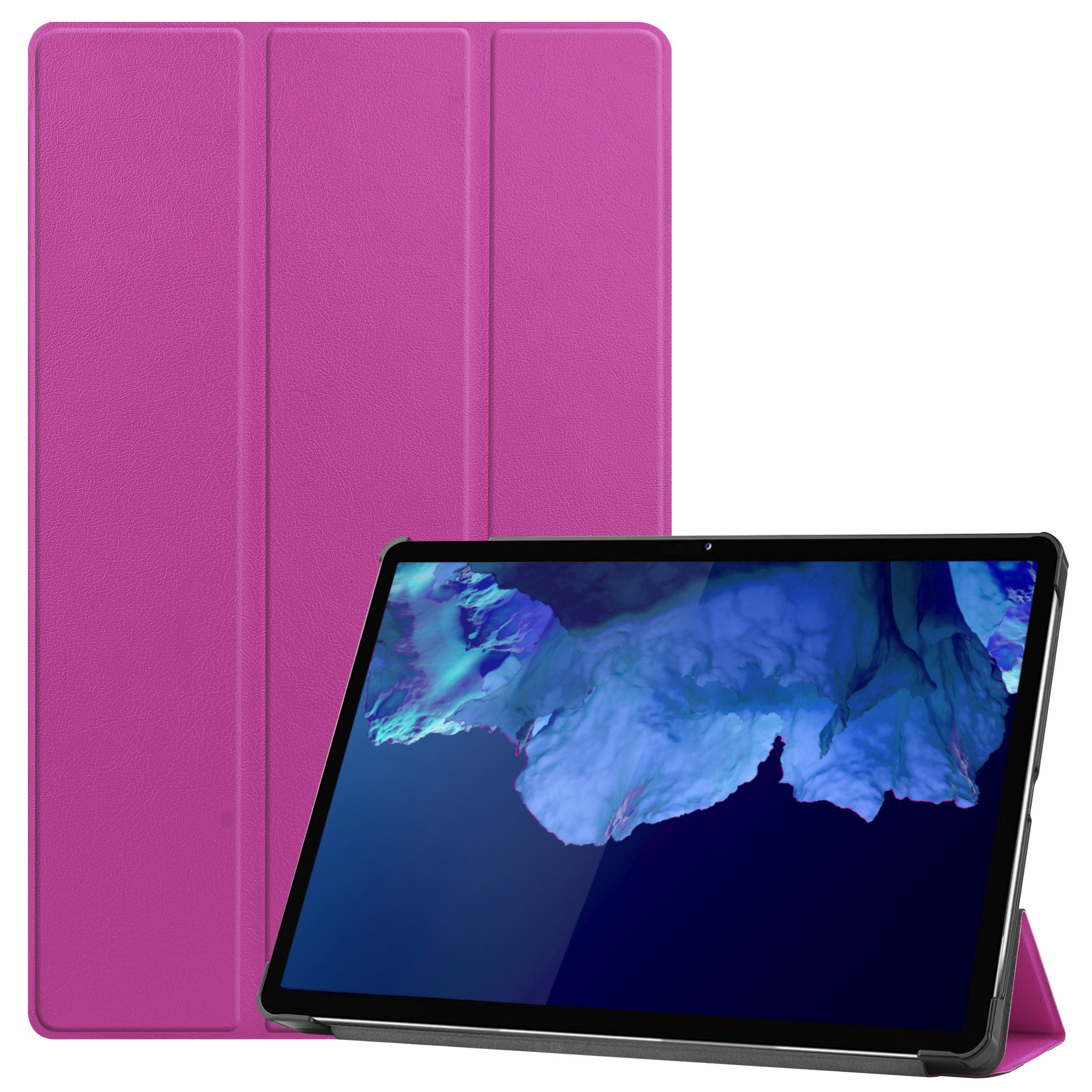 Nomfy Hoes Geschikt voor Lenovo Tab P11 Plus Hoes Tri-fold Tablet Hoesje Case Met Screenprotector - Hoesje Geschikt voor Lenovo Tab P11 Plus Hoesje Hardcover Bookcase - Paars