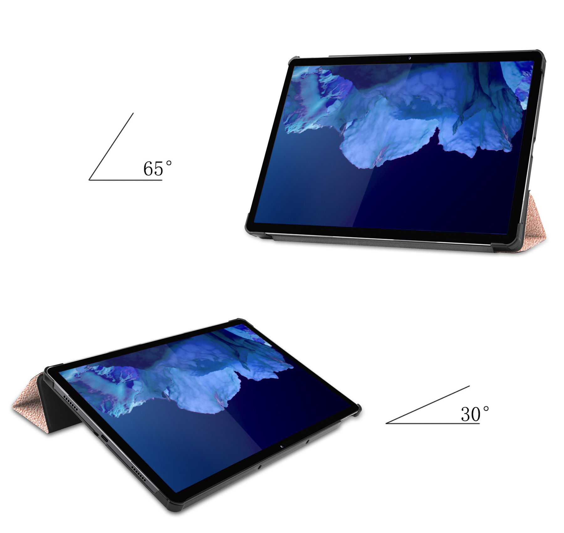 Nomfy Hoes Geschikt voor Lenovo Tab P11 Plus Hoes Tri-fold Tablet Hoesje Case Met Screenprotector - Hoesje Geschikt voor Lenovo Tab P11 Plus Hoesje Hardcover Bookcase - Rosé goud