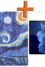 Nomfy Hoes Geschikt voor Lenovo Tab P11 Plus Hoes Tri-fold Tablet Hoesje Case Met Screenprotector - Hoesje Geschikt voor Lenovo Tab P11 Plus Hoesje Hardcover Bookcase - Sterrenhemel