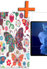 Nomfy Hoes Geschikt voor Lenovo Tab P11 Plus Hoes Tri-fold Tablet Hoesje Case Met Screenprotector - Hoesje Geschikt voor Lenovo Tab P11 Plus Hoesje Hardcover Bookcase - Vlinders