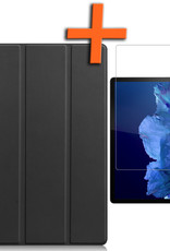 Nomfy Hoes Geschikt voor Lenovo Tab P11 Plus Hoes Tri-fold Tablet Hoesje Case Met Screenprotector - Hoesje Geschikt voor Lenovo Tab P11 Plus Hoesje Hardcover Bookcase - Zwart