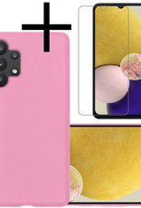 NoXx Hoes Geschikt voor Samsung A13 4G Hoesje Cover Siliconen Back Case Hoes Met Screenprotector - Lichtroze