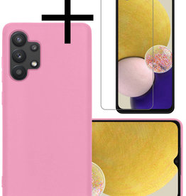 NoXx NoXx Samsung Galaxy A13 4G Hoesje Siliconen Met Screenprotector - Lichtroze