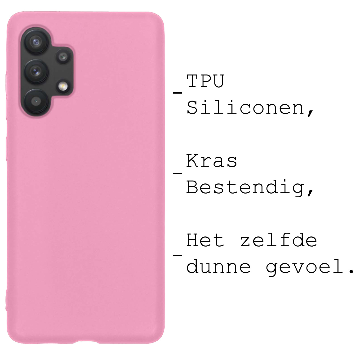 BASEY. Hoes Geschikt voor Samsung A13 4G Hoesje Siliconen Back Cover Case Met Screenprotector - Hoesje Geschikt voor Samsung Galaxy A13 4G Hoes Cover Hoesje - Lichtroze