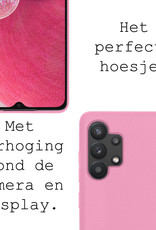 BASEY. Hoes Geschikt voor Samsung A13 4G Hoesje Siliconen Back Cover Case Met Screenprotector - Hoesje Geschikt voor Samsung Galaxy A13 4G Hoes Cover Hoesje - Lichtroze