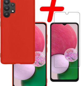 BASEY. BASEY. Samsung Galaxy A13 4G Hoesje Siliconen Met Screenprotector - Rood