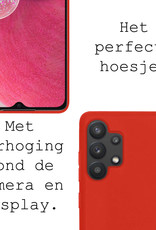 BASEY. Hoes Geschikt voor Samsung A13 4G Hoesje Siliconen Back Cover Case Met Screenprotector - Hoesje Geschikt voor Samsung Galaxy A13 4G Hoes Cover Hoesje - Rood