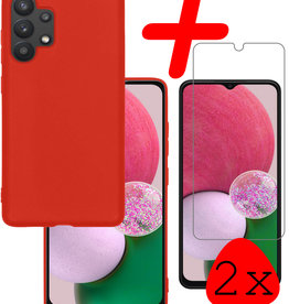 BASEY. BASEY. Samsung Galaxy A13 4G Hoesje Siliconen Met 2x Screenprotector - Rood