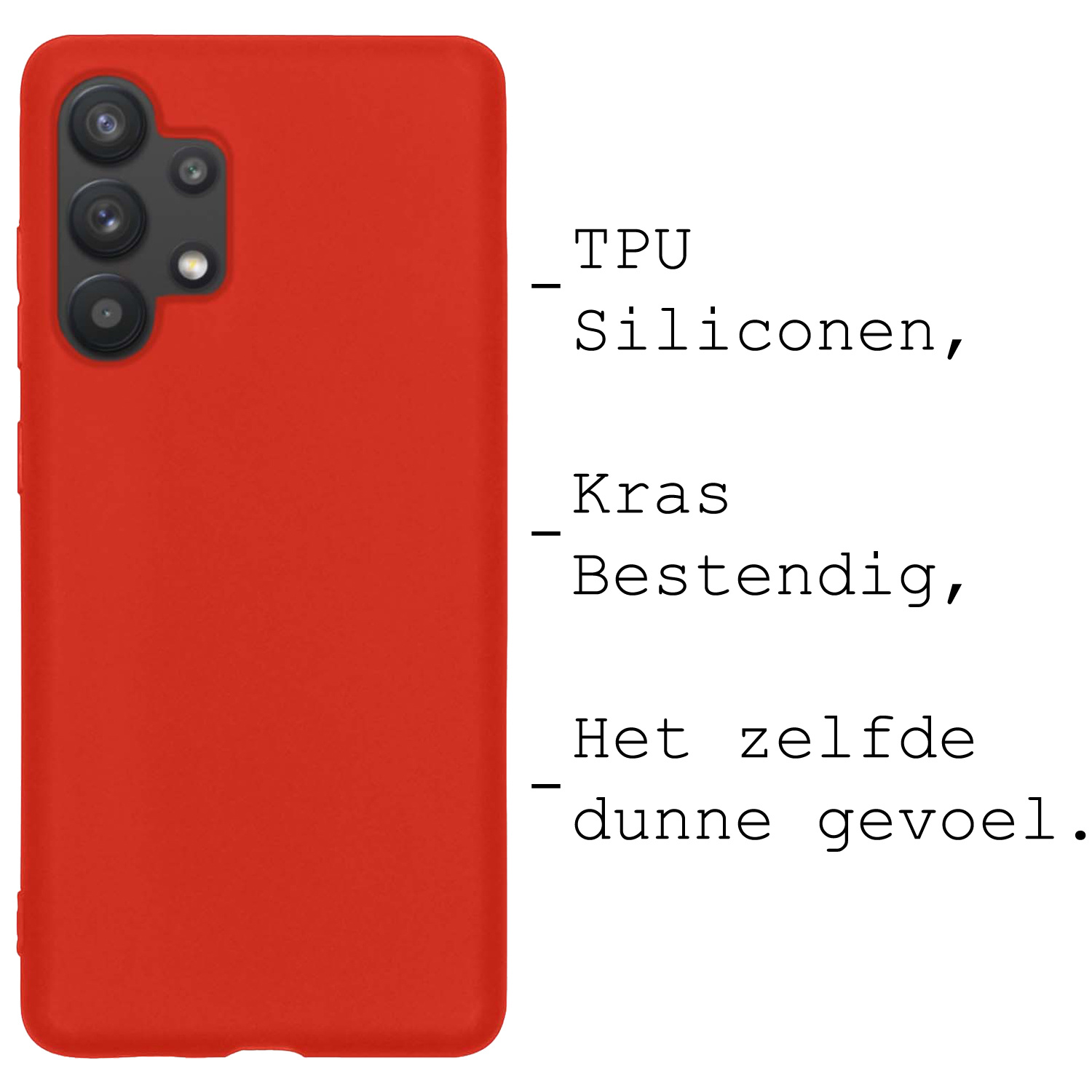 BASEY. Hoes Geschikt voor Samsung A13 4G Hoesje Siliconen Back Cover Case Met 2x Screenprotector - Hoesje Geschikt voor Samsung Galaxy A13 4G Hoes Cover Hoesje - Rood