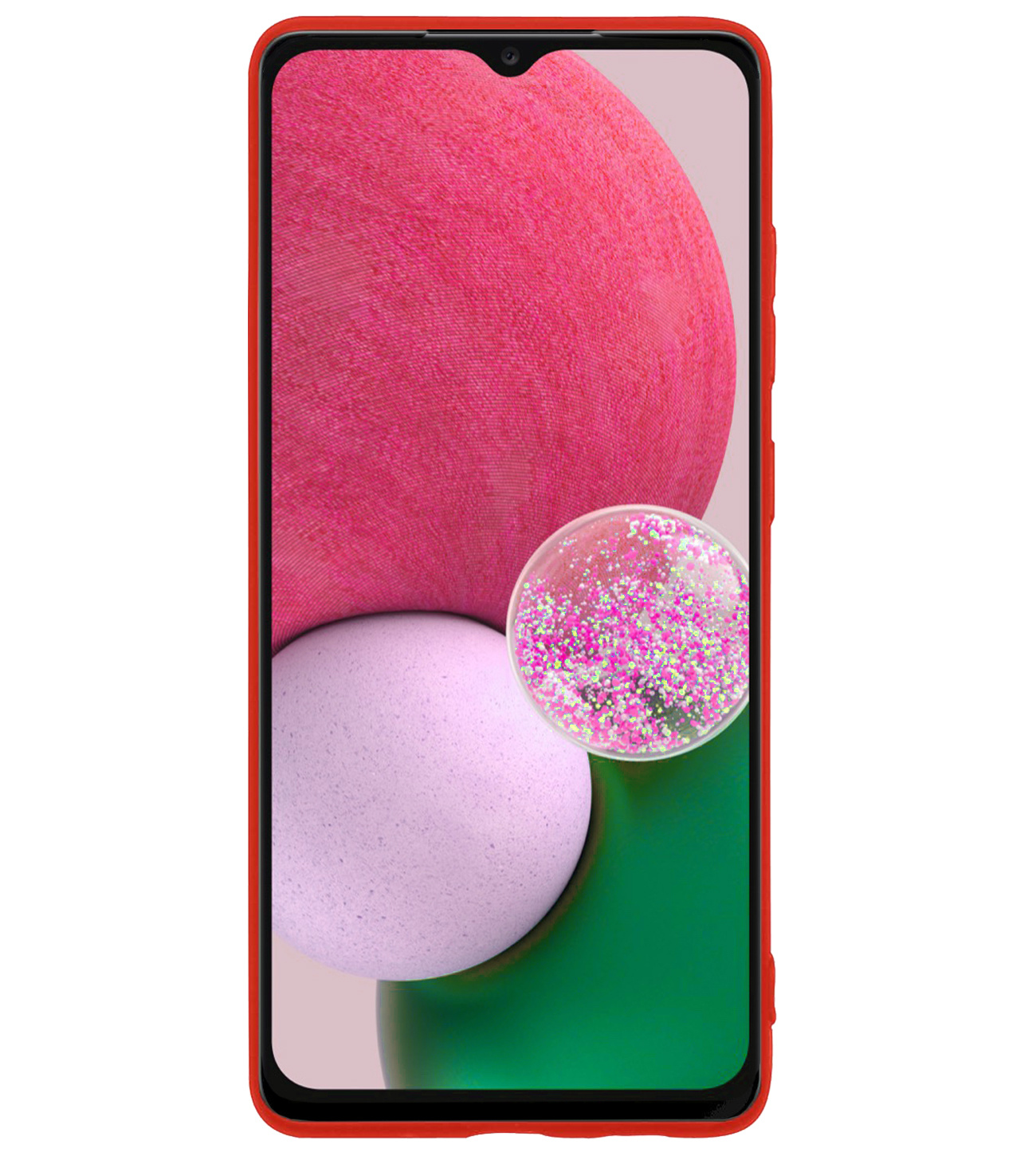 BASEY. Hoes Geschikt voor Samsung A13 4G Hoesje Siliconen Back Cover Case Met 2x Screenprotector - Hoesje Geschikt voor Samsung Galaxy A13 4G Hoes Cover Hoesje - Rood