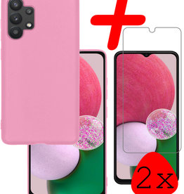 BASEY. BASEY. Samsung Galaxy A13 4G Hoesje Siliconen Met 2x Screenprotector - Lichtroze