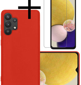 NoXx NoXx Samsung Galaxy A13 4G Hoesje Siliconen Met Screenprotector - Rood
