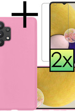 NoXx Hoes Geschikt voor Samsung A13 4G Hoesje Cover Siliconen Back Case Hoes Met 2x Screenprotector - Lichtroze
