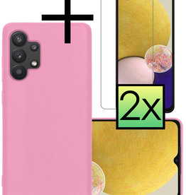 NoXx NoXx Samsung Galaxy A13 4G Hoesje Siliconen Met 2x Screenprotector - Lichtroze