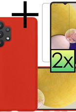 NoXx Hoes Geschikt voor Samsung A13 4G Hoesje Cover Siliconen Back Case Hoes Met 2x Screenprotector - Rood