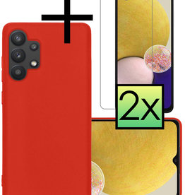 NoXx NoXx Samsung Galaxy A13 4G Hoesje Siliconen Met 2x Screenprotector - Rood