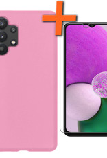 Nomfy Hoesje Geschikt voor Samsung A13 4G Hoesje Siliconen Cover Case Met Screenprotector - Hoes Geschikt voor Samsung Galaxy A13 4G Hoes Back Case - Lichtroze