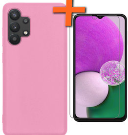 Nomfy Nomfy Samsung Galaxy A13 4G Hoesje Siliconen Met Screenprotector - Lichtroze