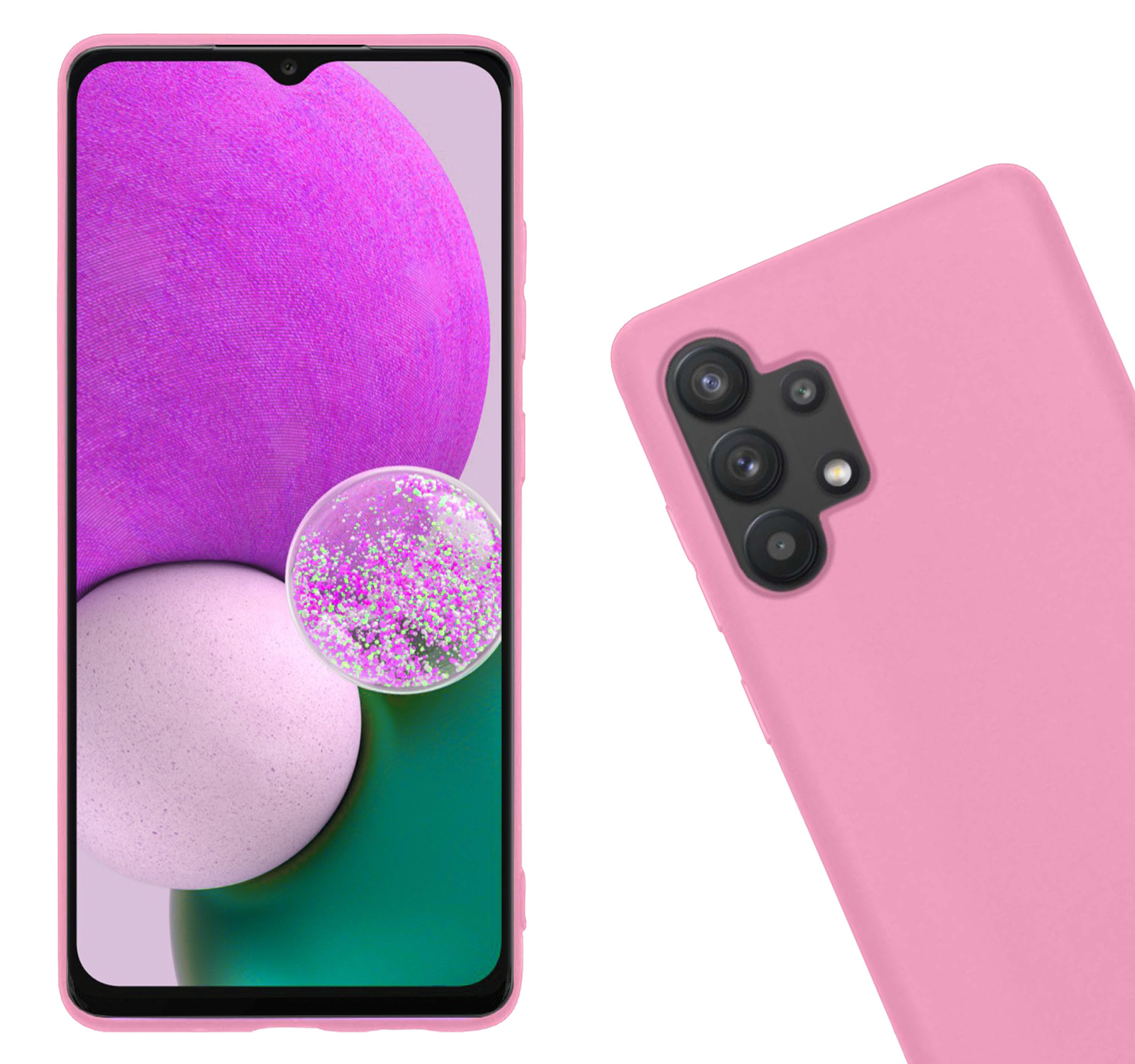 Nomfy Hoesje Geschikt voor Samsung A13 4G Hoesje Siliconen Cover Case Met Screenprotector - Hoes Geschikt voor Samsung Galaxy A13 4G Hoes Back Case - Lichtroze