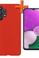 Nomfy Hoesje Geschikt voor Samsung A13 4G Hoesje Siliconen Cover Case Met Screenprotector - Hoes Geschikt voor Samsung Galaxy A13 4G Hoes Back Case - Rood