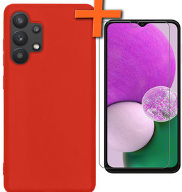 Nomfy Nomfy Samsung Galaxy A13 4G Hoesje Siliconen Met Screenprotector - Rood