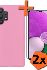 Nomfy Hoesje Geschikt voor Samsung A13 4G Hoesje Siliconen Cover Case Met 2x Screenprotector - Hoes Geschikt voor Samsung Galaxy A13 4G Hoes Back Case - Lichtroze
